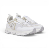 Sneakers donna platform in mesh con paillettes