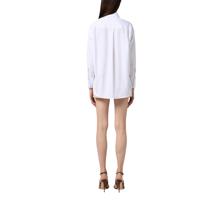 Camicia donna in popeline di cotone con ricami à jour