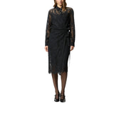 Abito donna midi in pizzo rebrodé con maniche lunghe