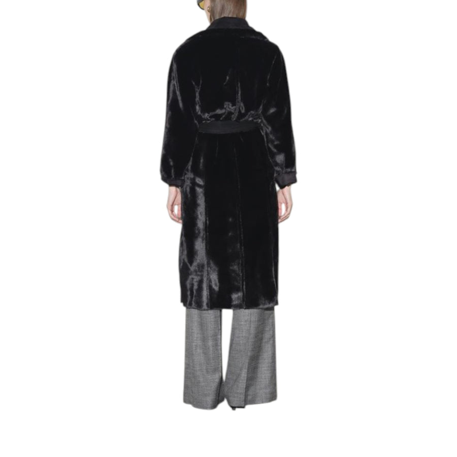 Cappotto donna vestagliato reversibile in montone sintetico