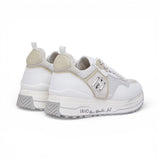 Sneakers donna platform in mesh con paillettes