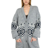 Cardigan donna in alpaca e lana jacquard