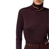 Maglia donna in lana con micro-logo jacquard