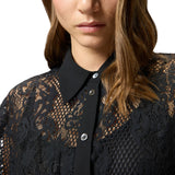 Abito donna midi in pizzo rebrodé con maniche lunghe