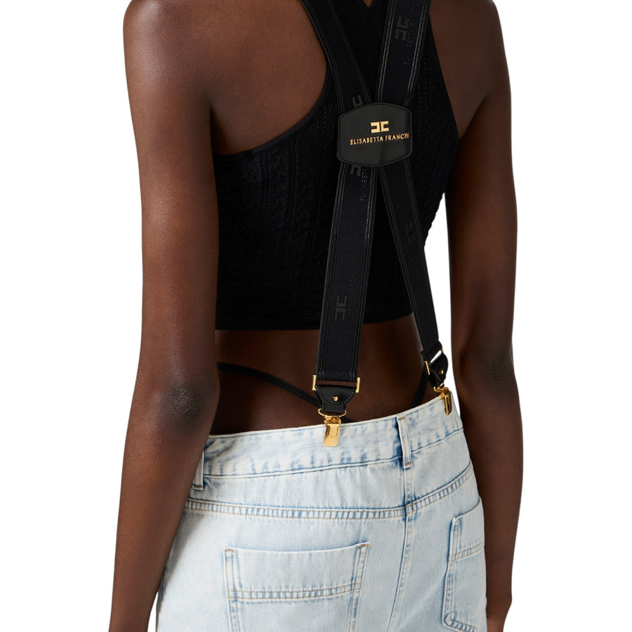 Pantaloni donna in denim di cotone con bretelle