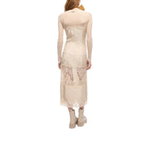 Abito donna slipdress midi con bande in pizzo
