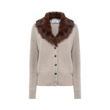 Cardigan donna in lana con faux fur