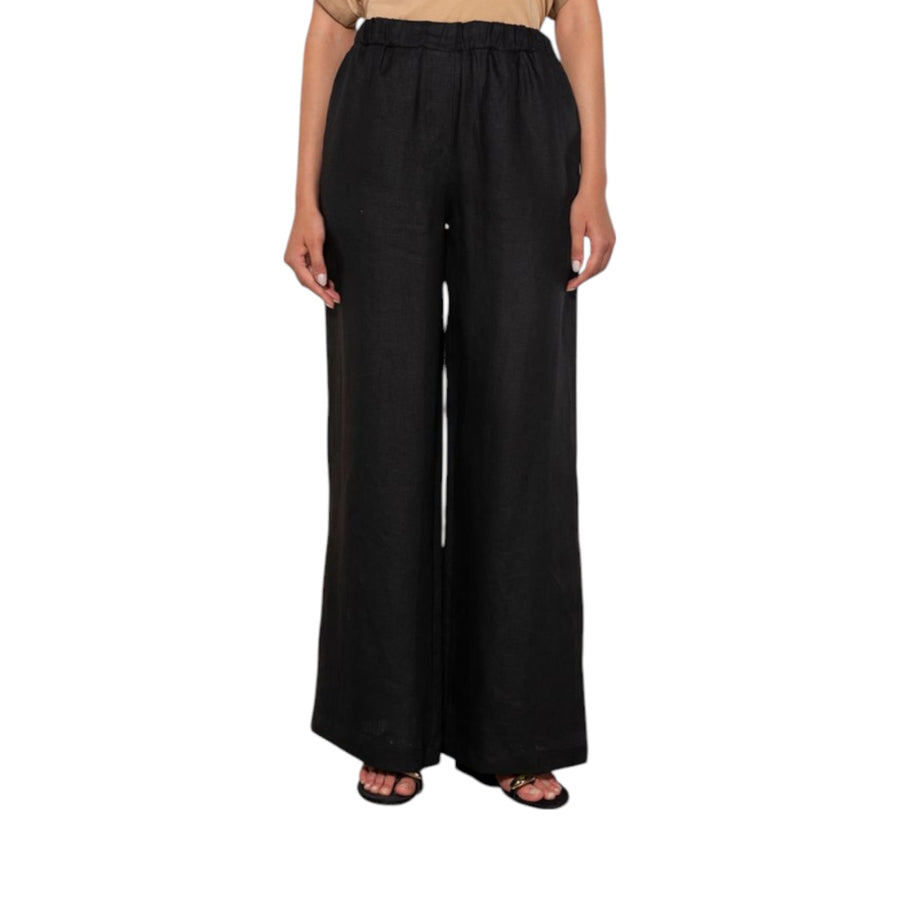 Pantalone donna con elastico in lino