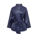 Giacca donna in pelle con cintura