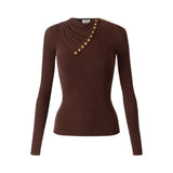 Maglia donna in cupro con bottoni