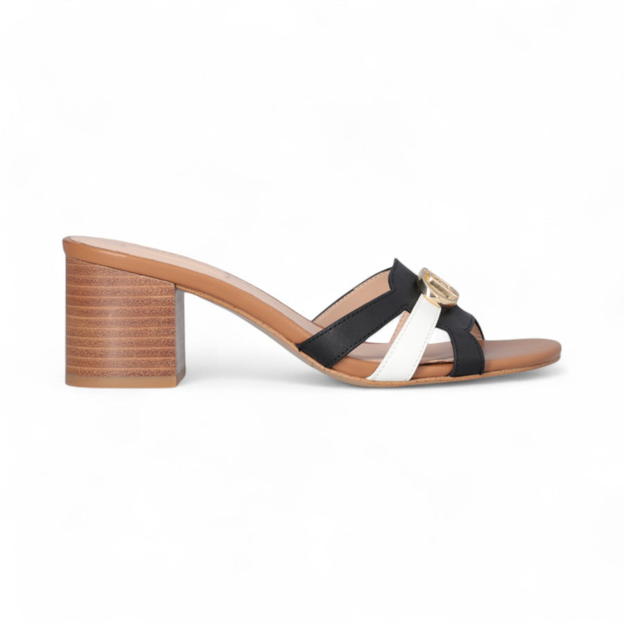 Sandali donna in pelle con tacco largo