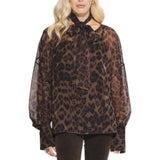 Blusa donna over stampa animalier con foulard