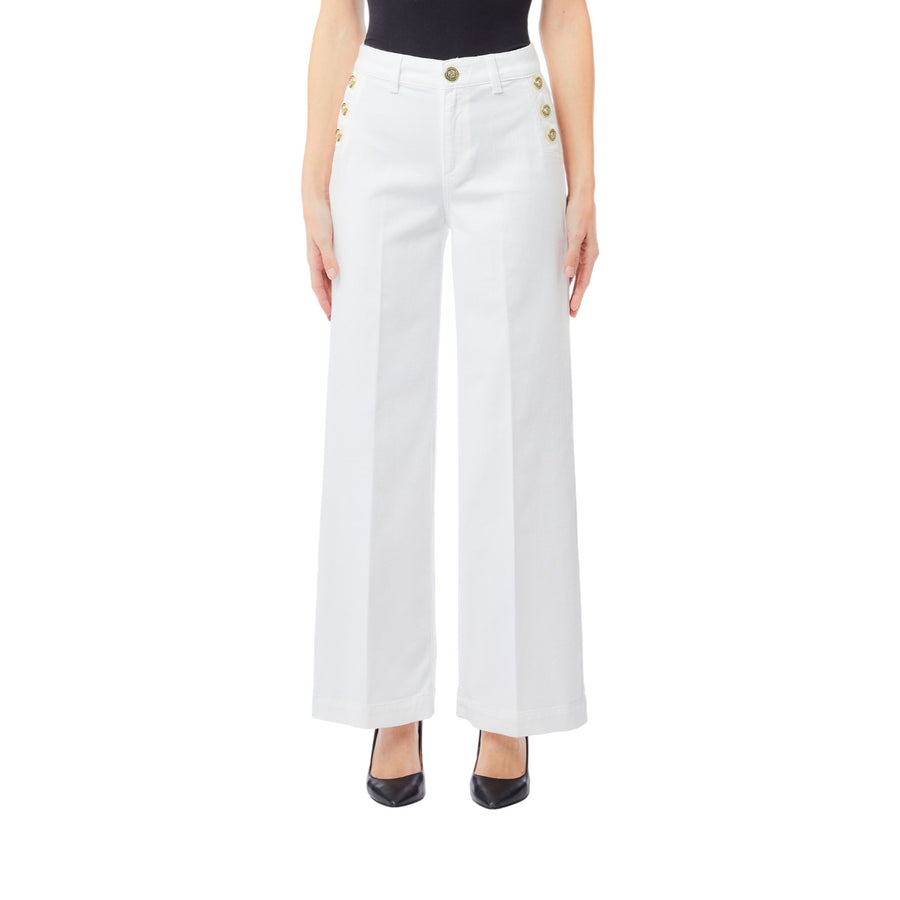 Jeans donna flare con bottoni