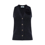 Gilet donna in maglia di lana con spilla