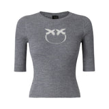 Maglia donna a costine logo Love Birds in trasparenza