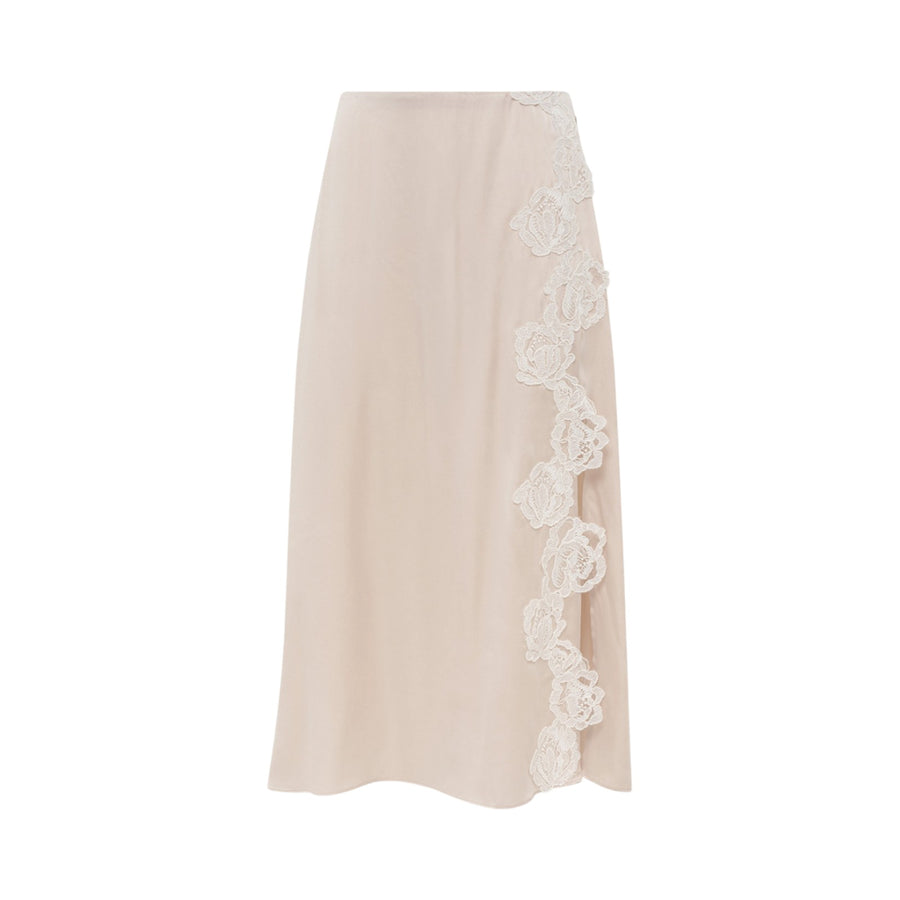 Gonna donna in raso di seta con pizzo
