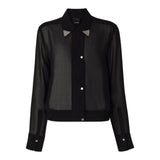 Camicia donna semitrasparente con dettagli metallici