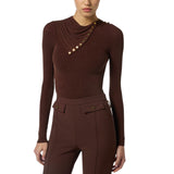 Maglia donna in cupro con bottoni