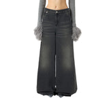 Jeans donna superwide leg in denim stone-washed
