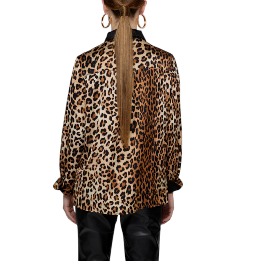 Blusa donna animalier con dettagli tasche