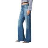 Jeans donna wide leg con scoloriture