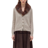 Cardigan donna in lana con faux fur