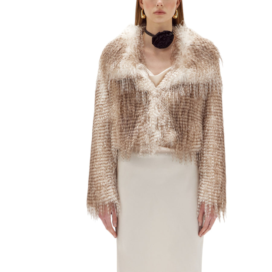 Giacca donna boxy in faux fur