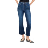 Jeans donna flare cropped con strass