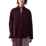Camicia donna con inserto in raso jacquard