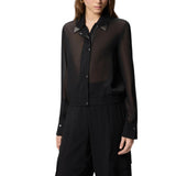 Camicia donna semitrasparente con dettagli metallici