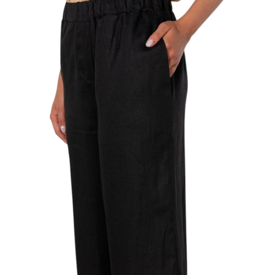 Pantalone donna con elastico in lino