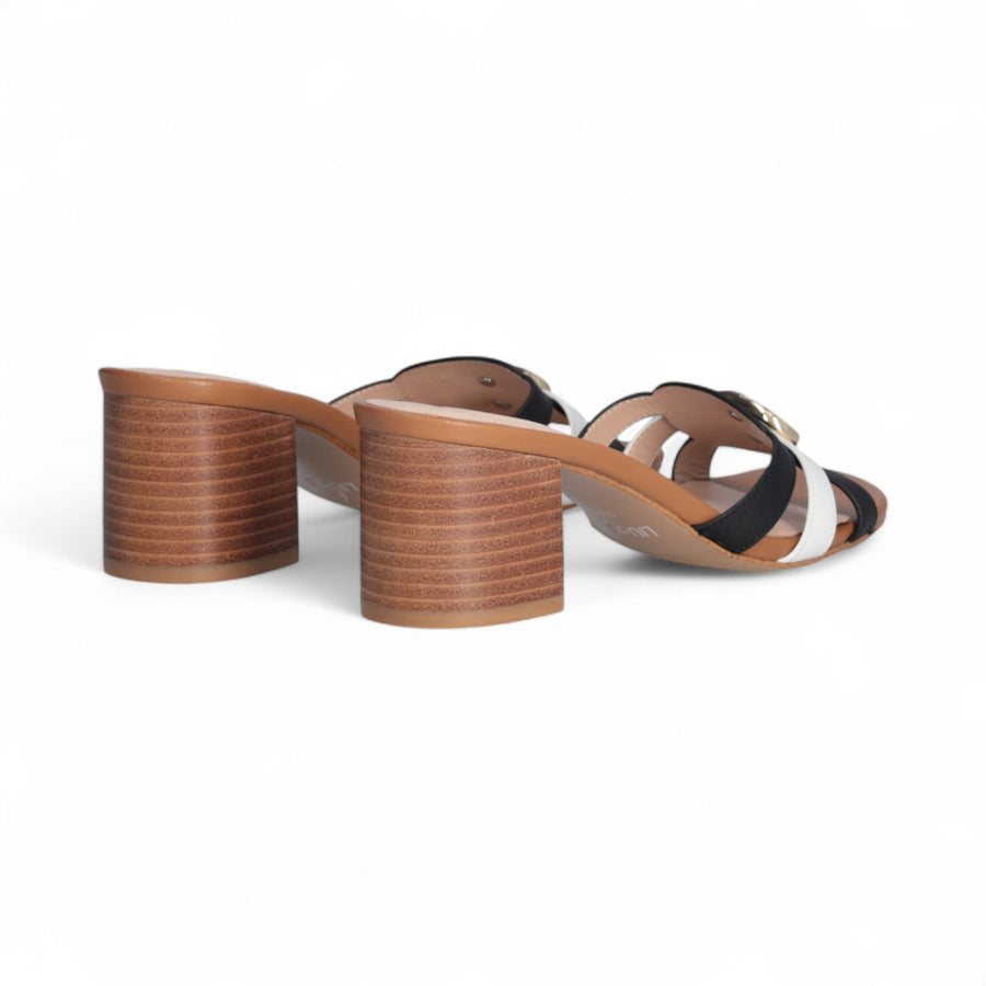 Sandali donna in pelle con tacco largo