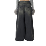 Jeans donna superwide leg in denim stone-washed