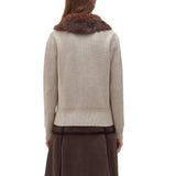 Cardigan donna in lana con faux fur