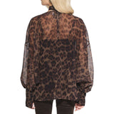 Blusa donna over stampa animalier con foulard
