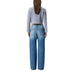 Jeans donna wide leg con scoloriture