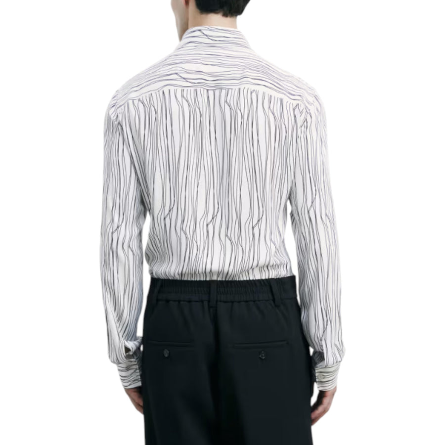 Camicia uomo fluida con stampa grafica in viscosa