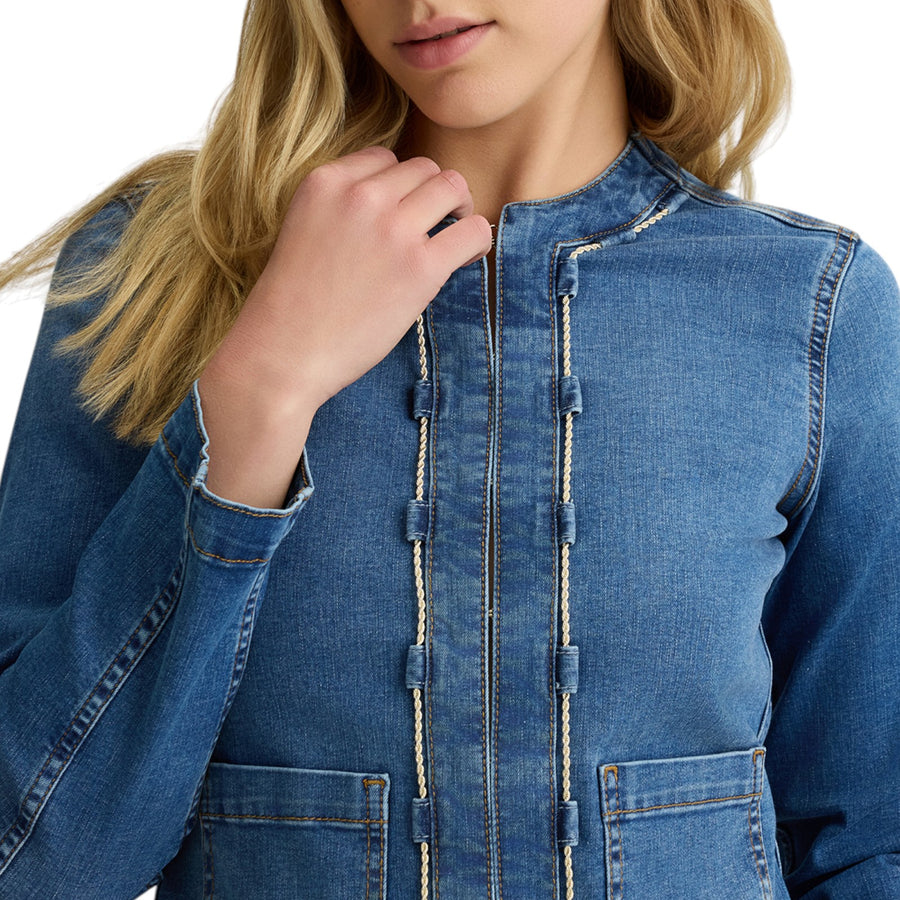 Giacca donna di jeans con catena gioiello