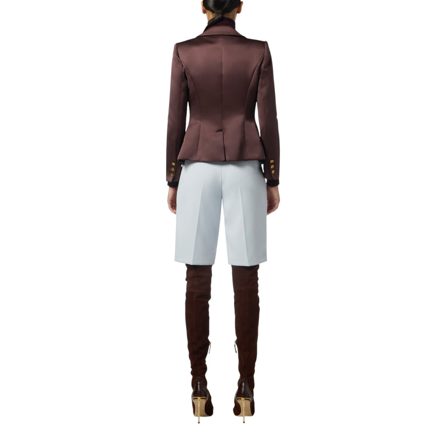 Bermuda donna in crêpe con accessorio gioiello