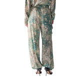 Pantaloni donna in raso stampato