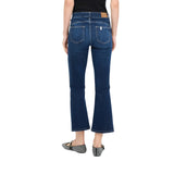 Jeans donna flare cropped con strass