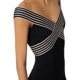 Abito donna lungo in maglia con bande a righe