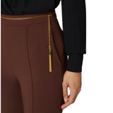 Pantaloni donna in crêpe leggero con catena gioiello