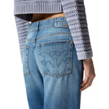 Jeans donna wide leg con scoloriture