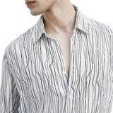 Camicia uomo fluida con stampa grafica in viscosa