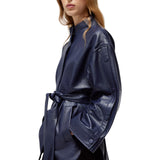 Giacca donna in pelle con cintura