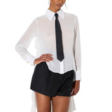 Camicia donna in georgette con balze