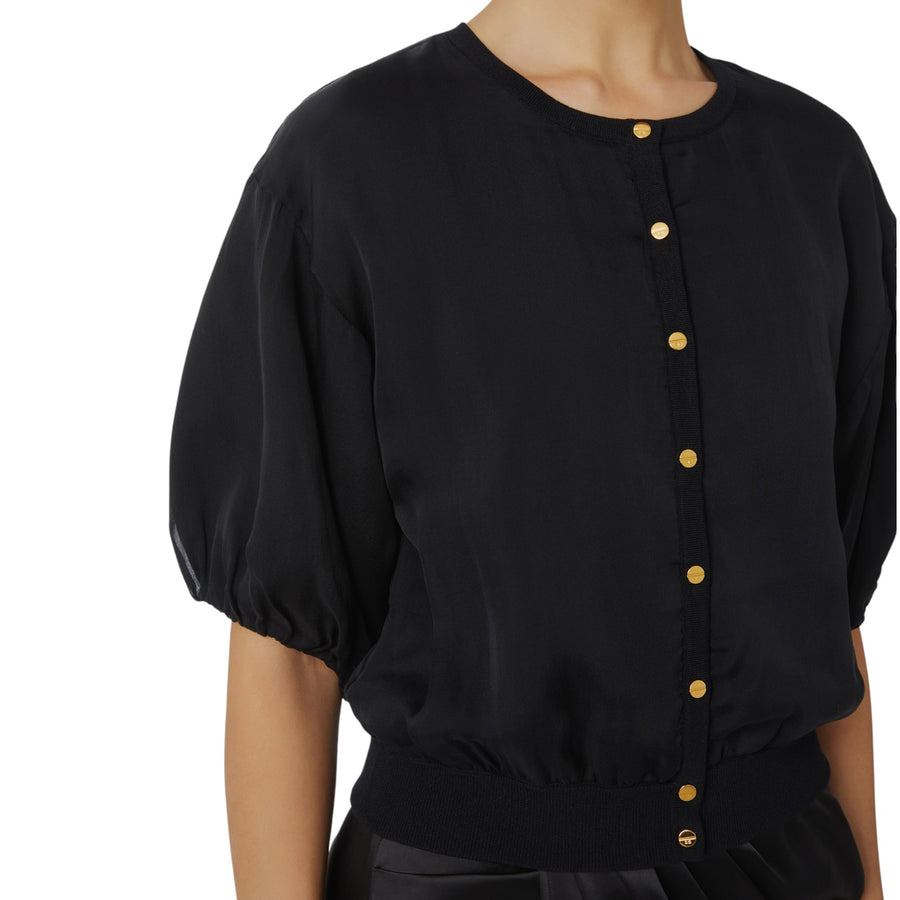 Cardigan donna in voile con bottoni gioiello