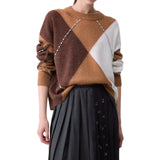 Maglia donna argyle con ricami gioiello