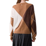 Maglia donna argyle con ricami gioiello
